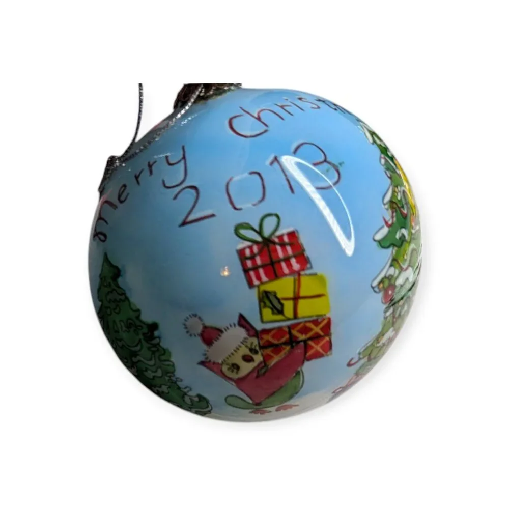 Pier One Li Bien Round Globe Christmas Ornament with Green Velvet Box 4